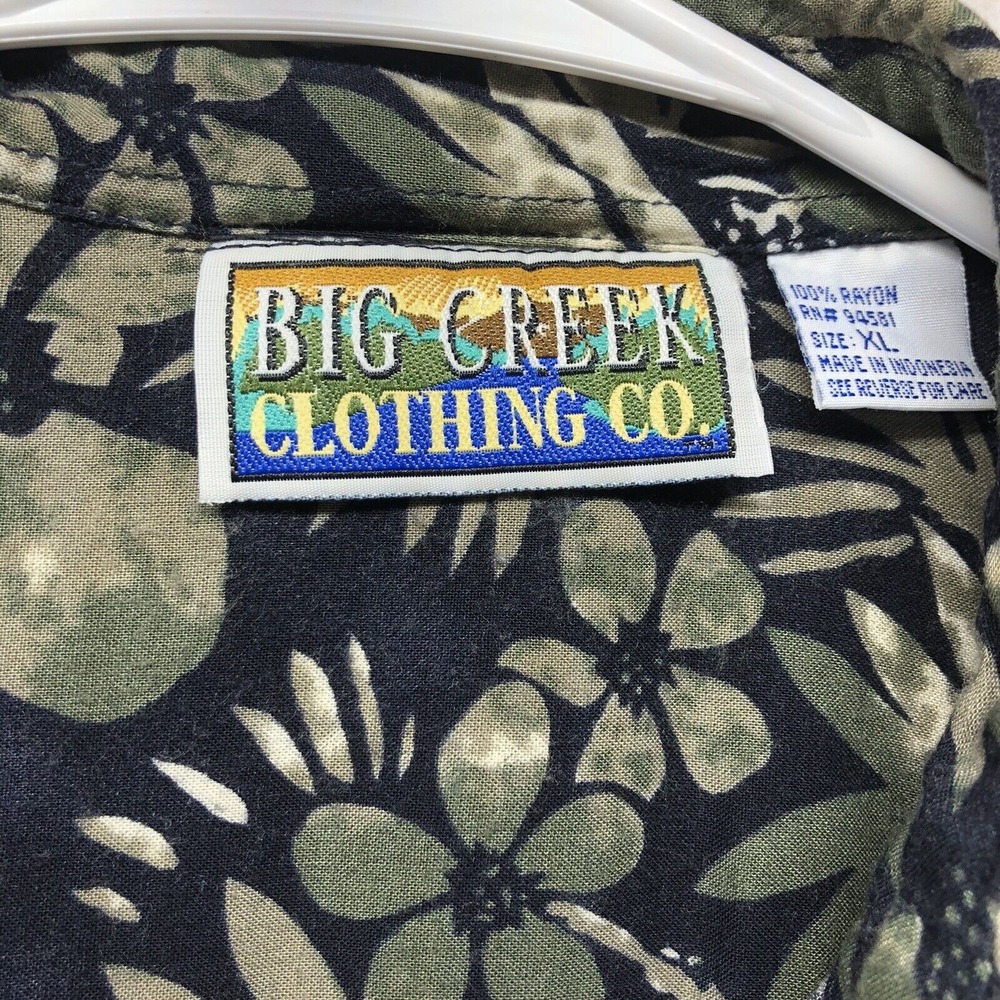 Big Creek Clothing Co Mens Hawaiian Shirt - XL - Green Brown Rayon Short Sleeve - Picture 7 of 7